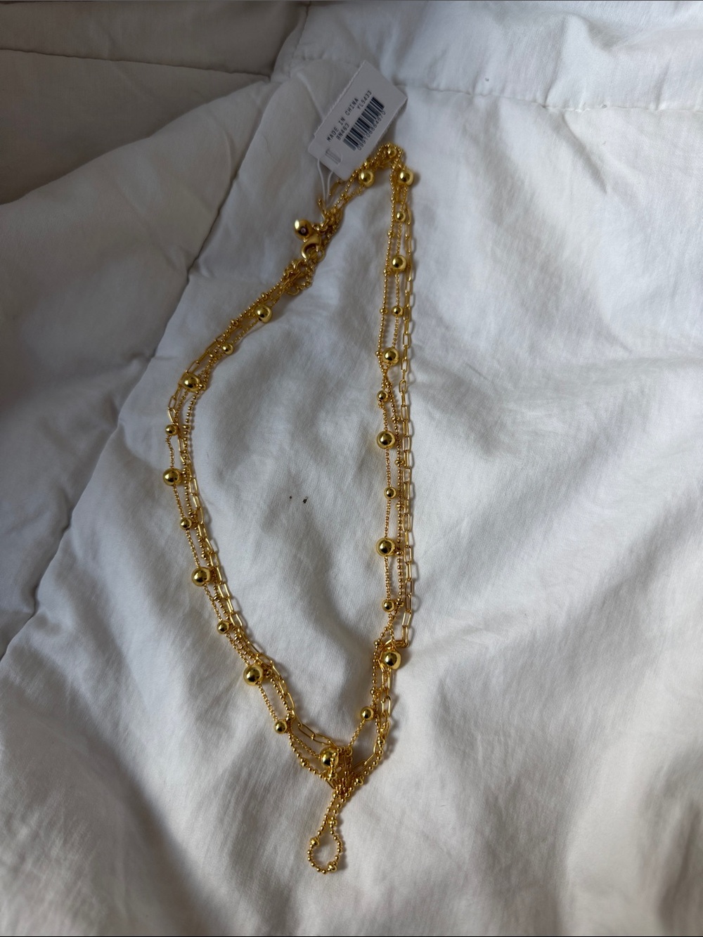 J Crew Gold Multi-Chain Dainty Beaded Necklace - Women Jewelry